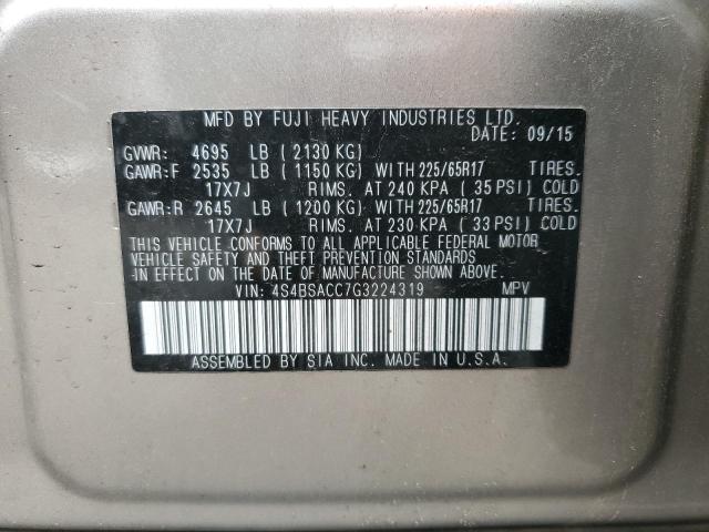 2016 SUBARU OUTBACK 2. 4S4BSACC7G3224319
