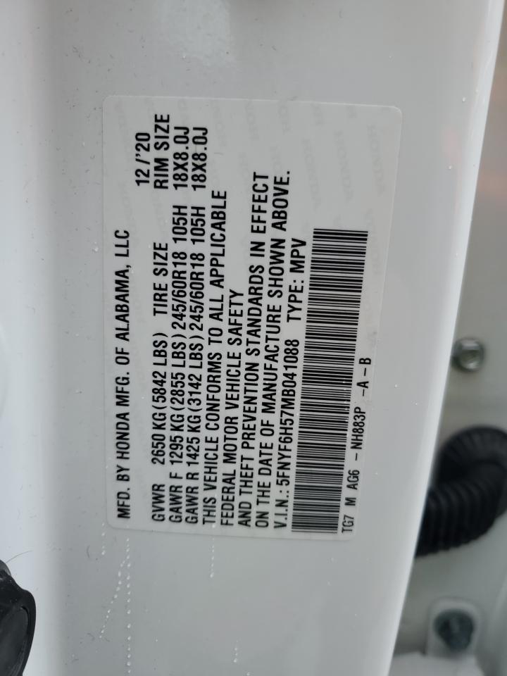 5FNYF6H57MB041088 2021 Honda Pilot Exl