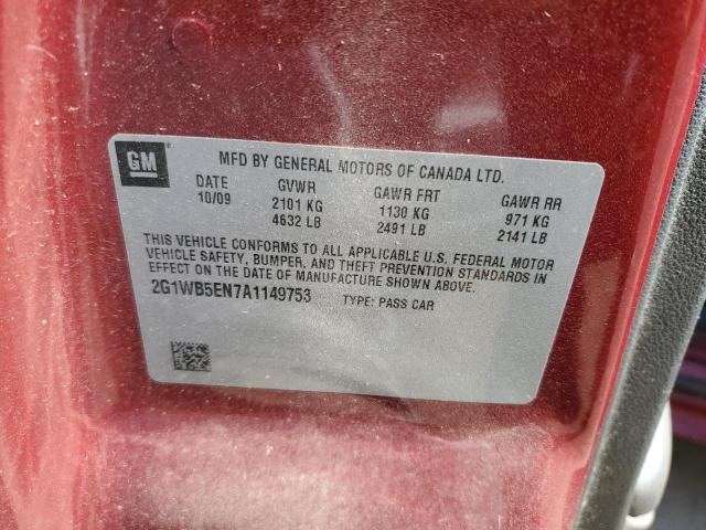 2010 Chevrolet Impala Lt VIN: 2G1WB5EN7A1149753 Lot: 46172744