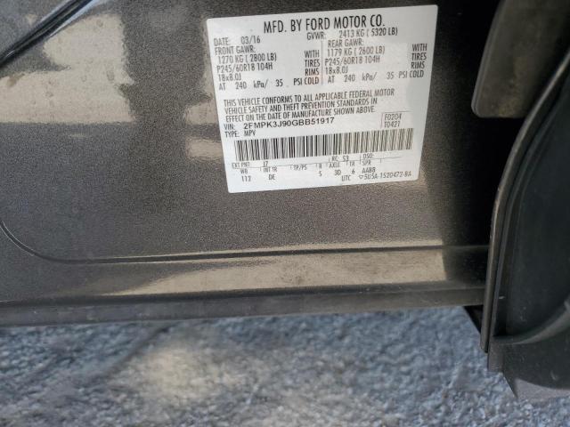 2016 Ford Edge Sel VIN: 2FMPK3J90GBB51917 Lot: 46795764