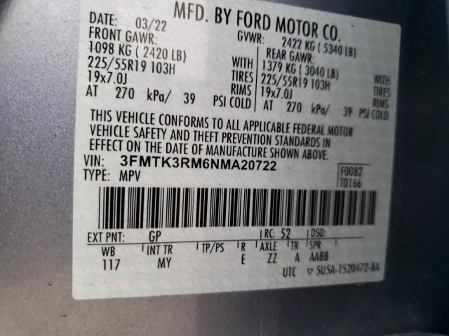 2022 Ford Mustang Mach-E Premium VIN: 3FMTK3RM6NMA20722 Lot: 47411664