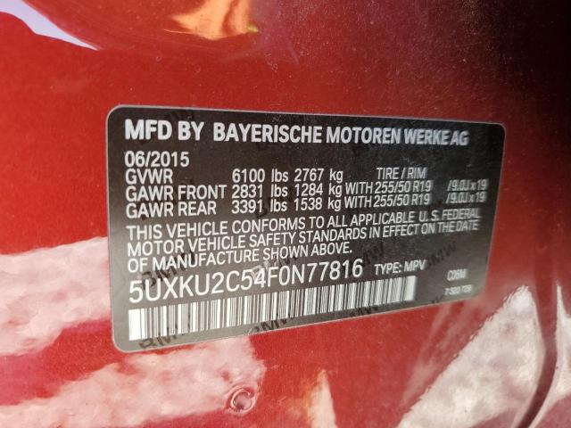 VIN 5UXKU2C54F0N77816 2015 BMW X6, Xdrive35I no.12