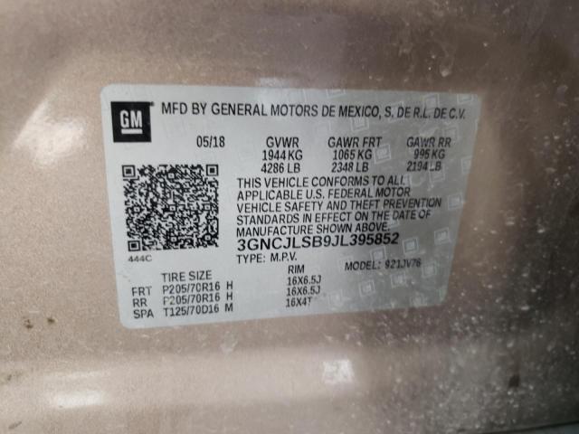 2018 Chevrolet Trax 1Lt VIN: 3GNCJLSB9JL395852 Lot: 46852244