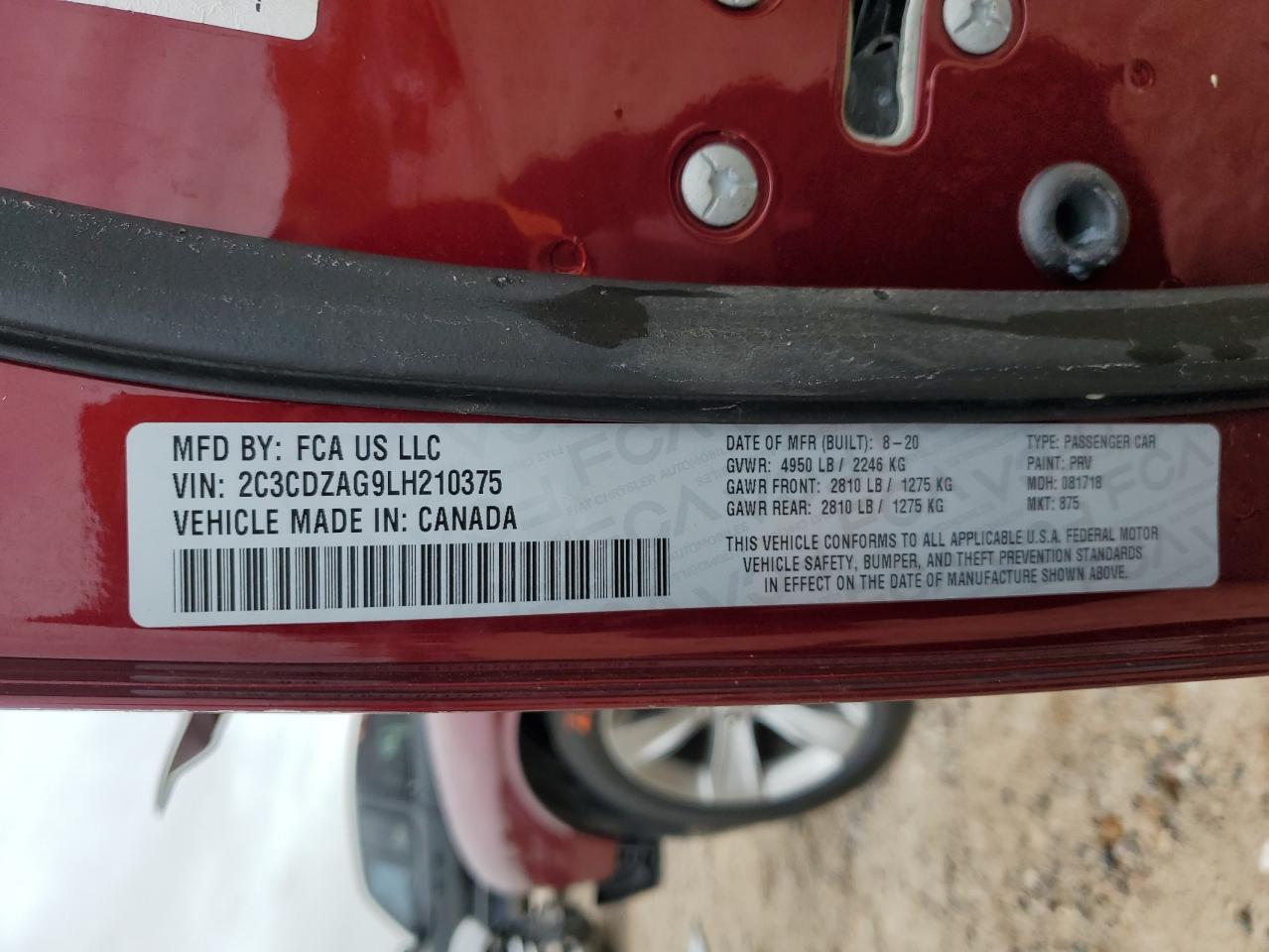 2C3CDZAG9LH210375 2020 Dodge Challenger Sxt