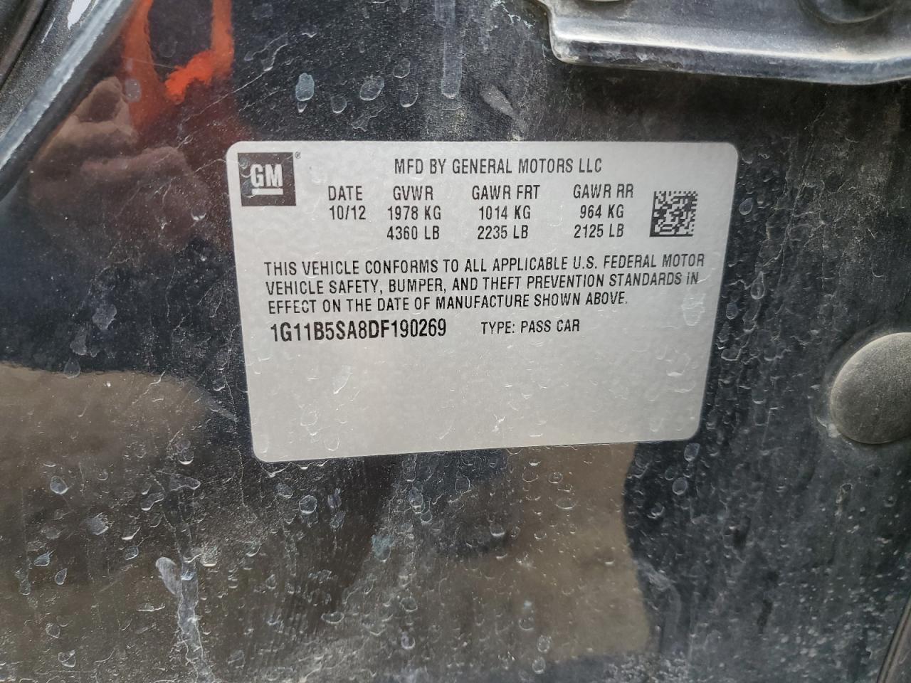 1G11B5SA8DF190269 2013 Chevrolet Malibu Ls