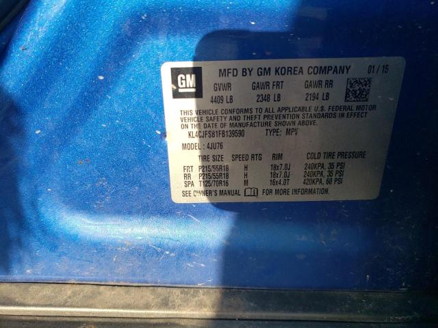 2015 BUICK ENCORE with FRONT END damage, VIN KL4CJFSB1FB139590