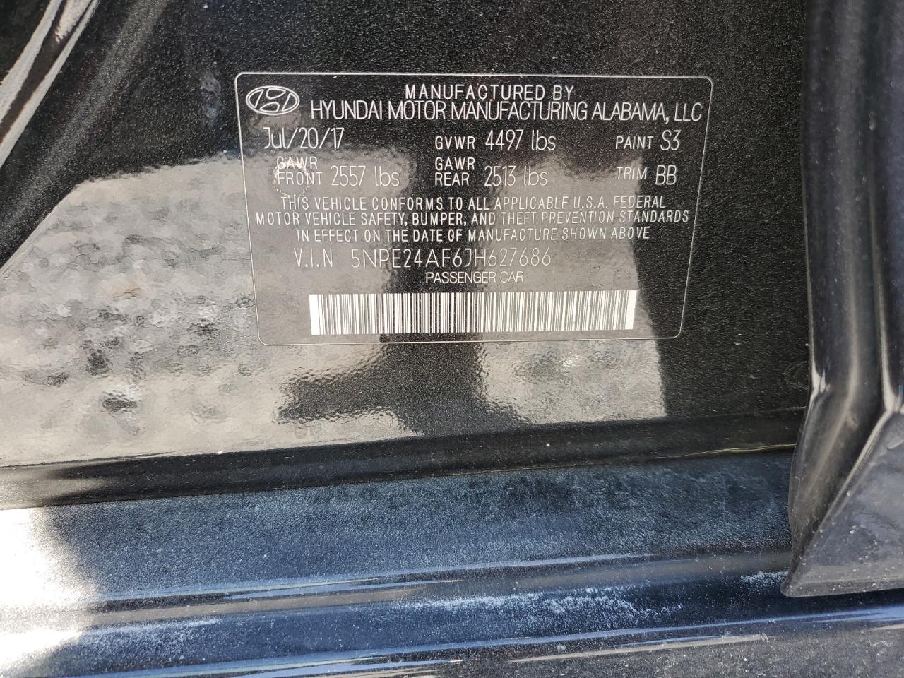 5NPE24AF6JH627686 2018 Hyundai Sonata Se