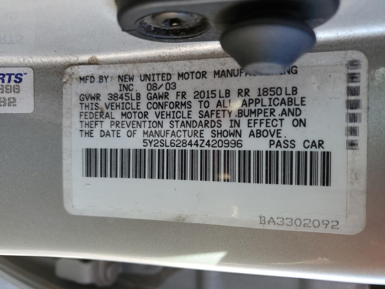 5Y2SL62844Z420996 2004 Pontiac Vibe