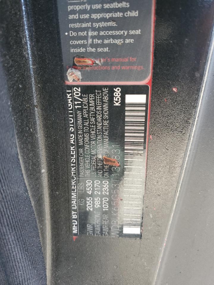 WDBLK65G53T138831 2003 Mercedes-Benz Clk 320