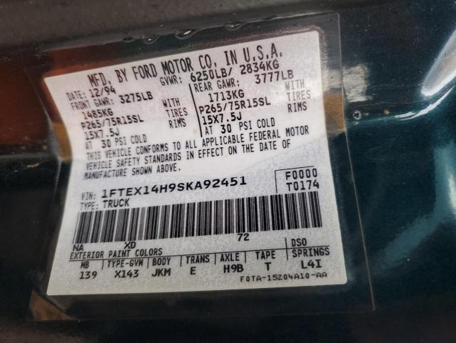 1995 Ford F150 VIN: 1FTEX14H9SKA92451 Lot: 44528924