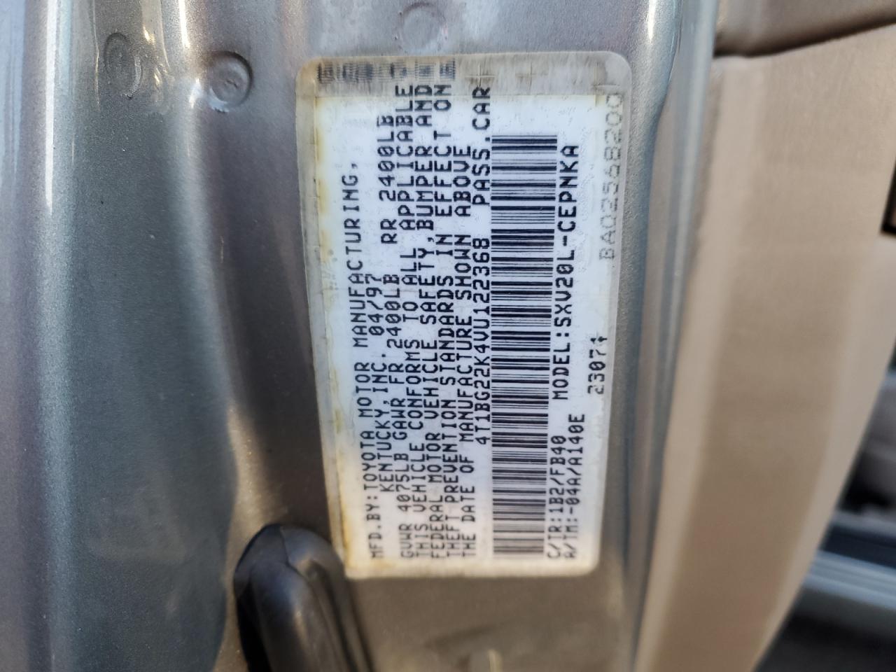 4T1BG22K4VU122368 1997 Toyota Camry Ce