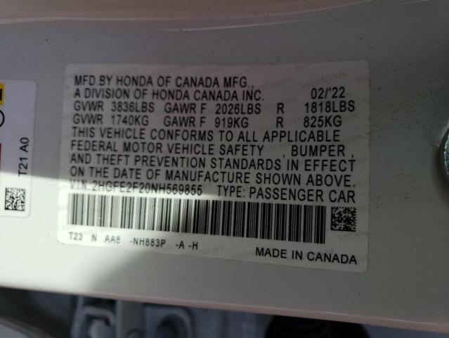 2022 HONDA CIVIC LX - 2HGFE2F20NH569855