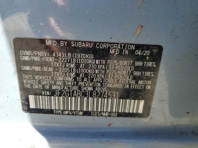 2020 SUBARU CROSSTREK - JF2GTABC3L8274531