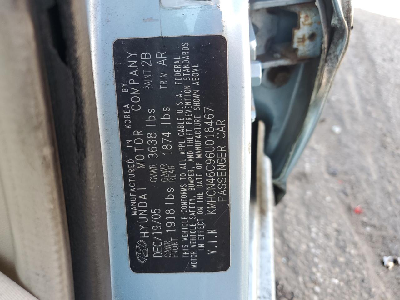 KMHCN46C96U018467 2006 Hyundai Accent Gls