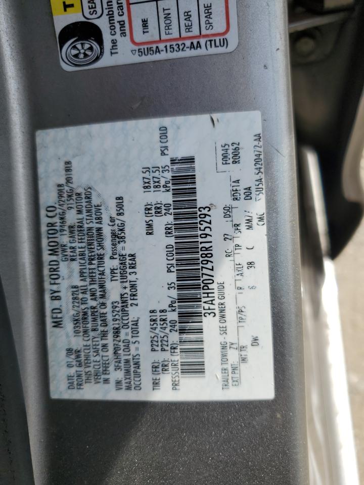 3FAHP07Z98R195293 2008 Ford Fusion Se