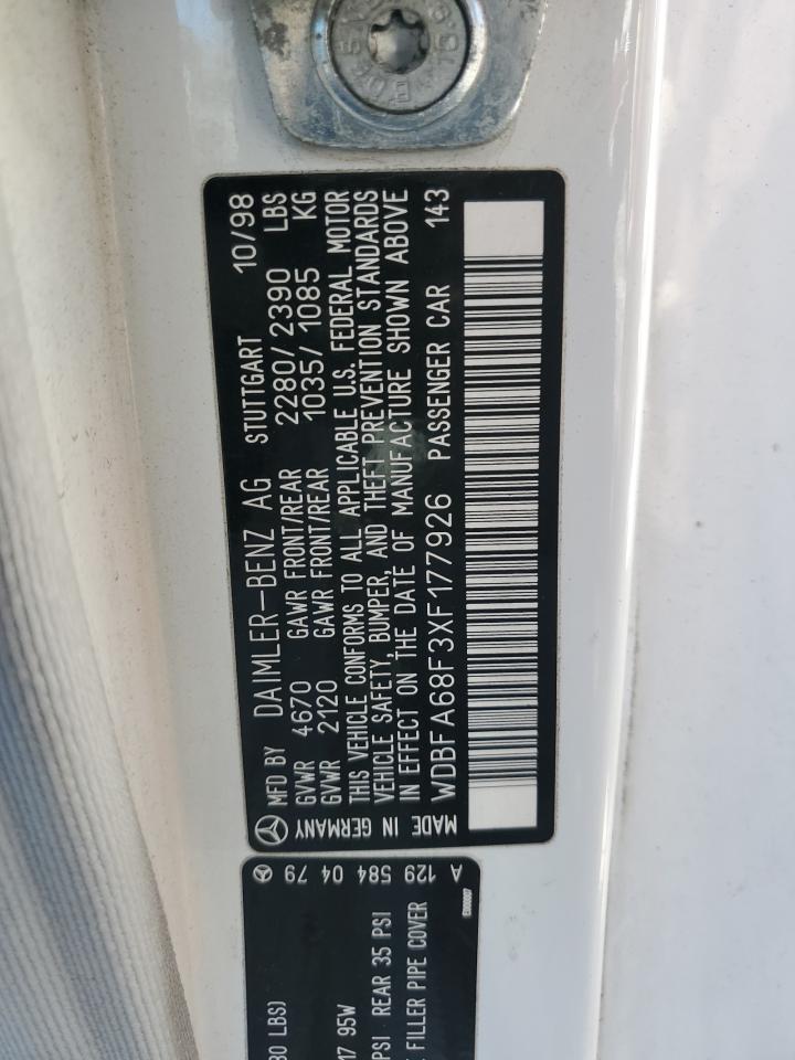 wdbfa68f3xf177926 WDBFA68F3XF177926 1999 Mercedes-Benz Sl 500