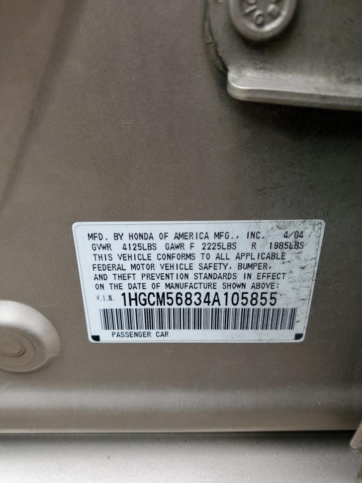 1HGCM56834A105855 2004 Honda Accord Ex