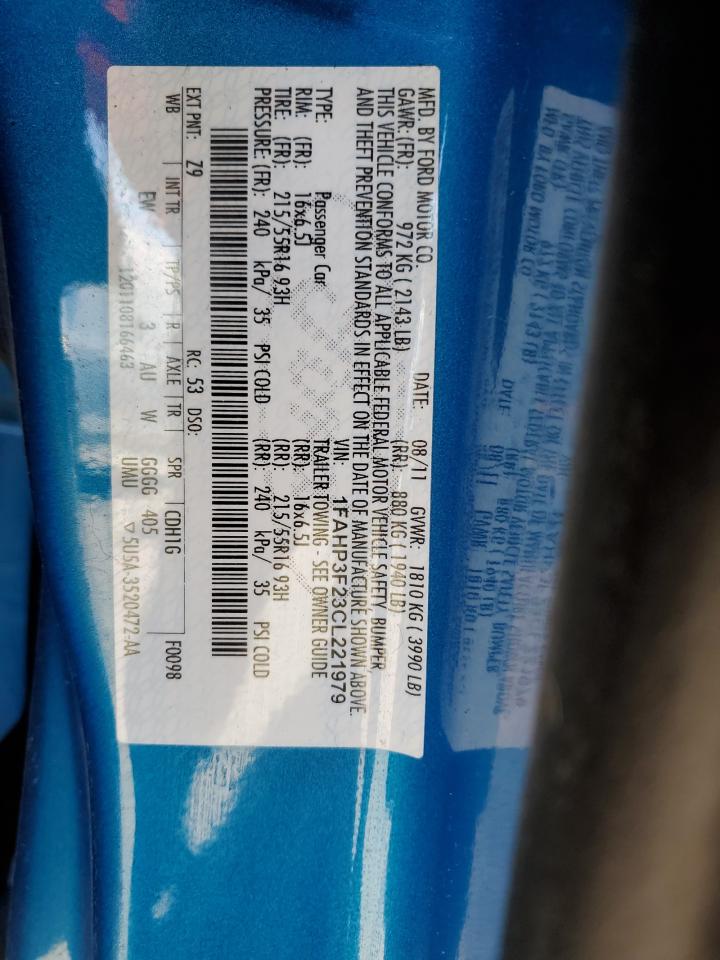 1FAHP3F23CL221979 2012 Ford Focus Se