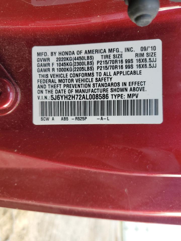 5J6YH2H72AL008586 2010 Honda Element Ex