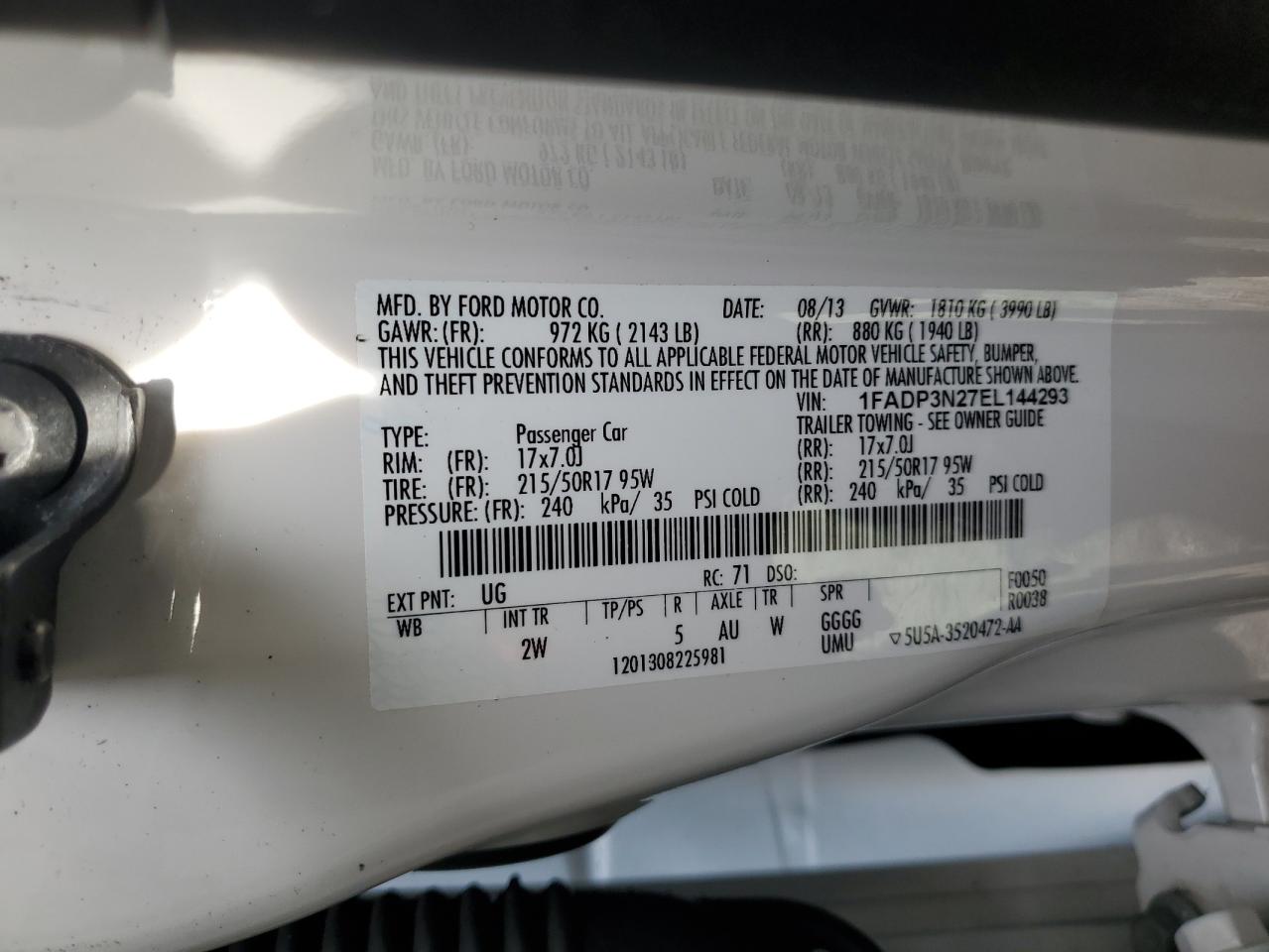 1FADP3N27EL144293 2014 Ford Focus Titanium