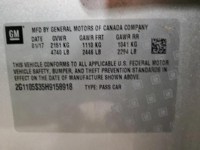 2017 Chevrolet Impala Lt VIN: 2G1105S35H9158918 Lot: 48000664