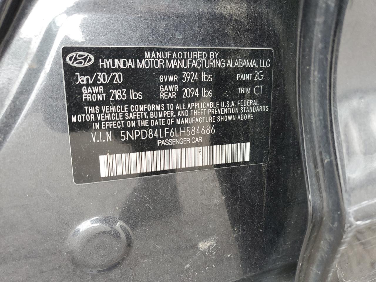 5NPD84LF6LH584686 2020 Hyundai Elantra Sel