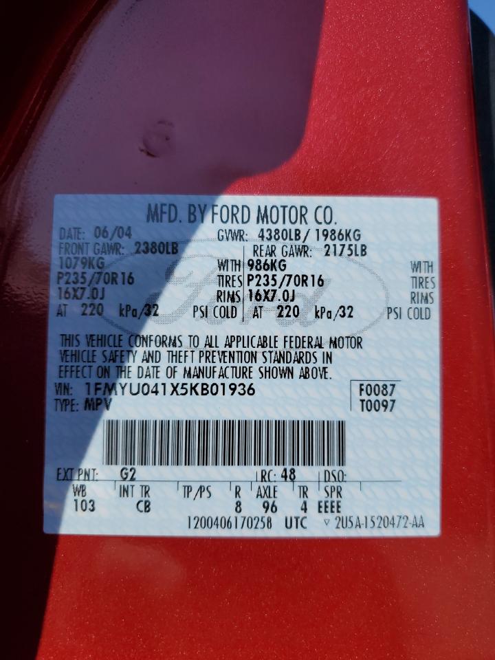 1FMYU041X5KB01936 2005 Ford Escape Limited