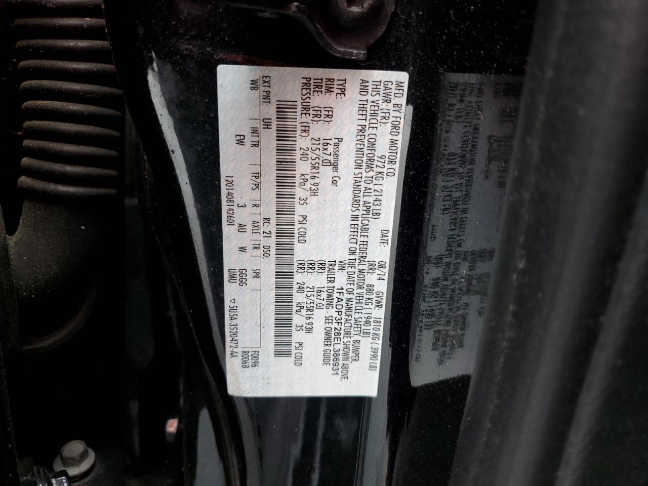 1FADP3F28EL386931 2014 Ford Focus Se