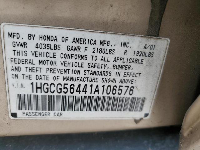 Lot #2462014215 2001 HONDA ACCORD LX salvage car
