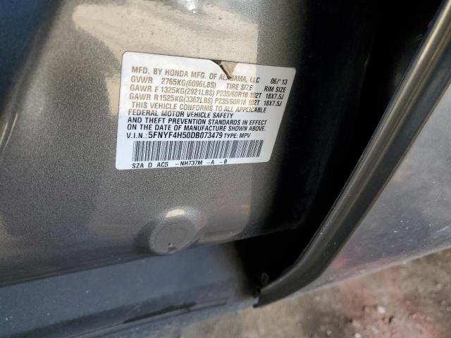 5FNYF4H50DB073479 | 2013 Honda pilot exl