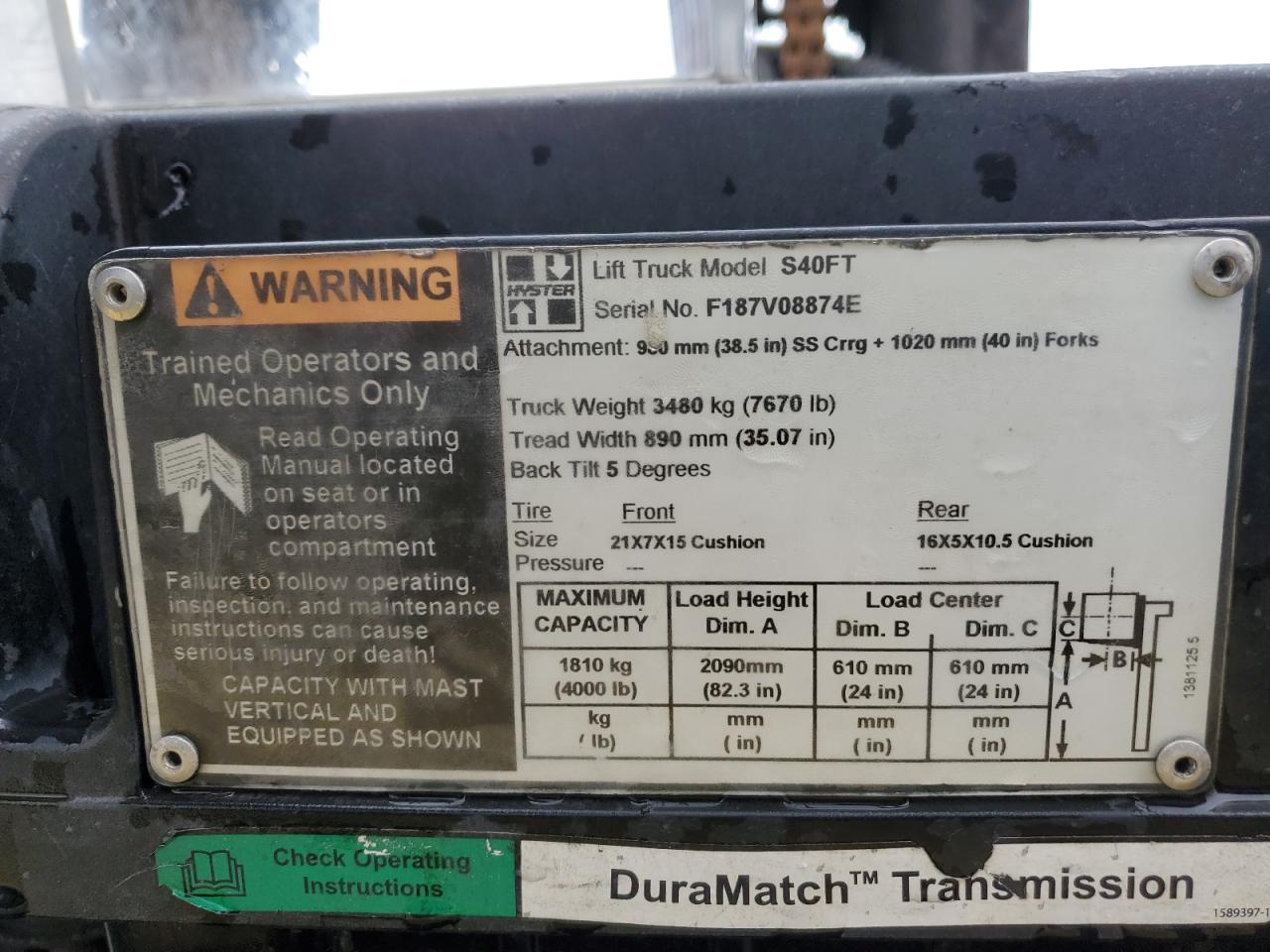 Lot #3242791952 2007 HYST FORKLIFT