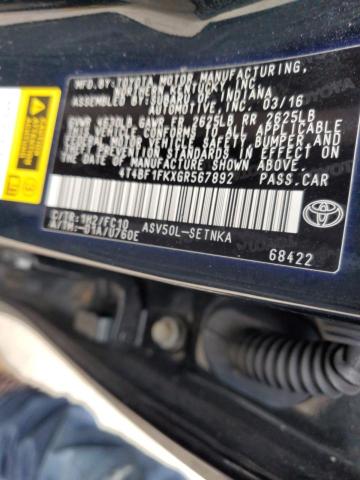 VIN 4T4BF1FKXGR567892 2016 Toyota Camry, LE no.12