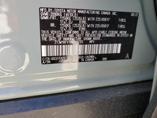 2022 TOYOTA RAV4 XLE 2T3W1RFV1NW219793