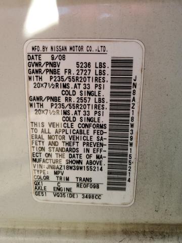 2009 Nissan Murano S VIN: JN8AZ18W39W155214 Lot: 47376804