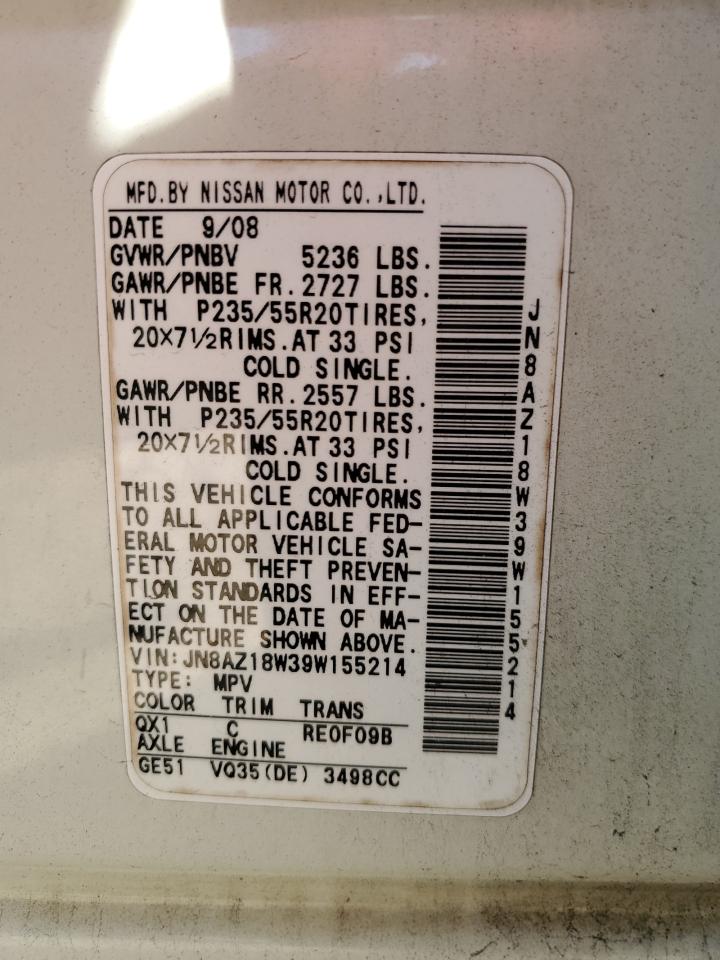 JN8AZ18W39W155214 2009 Nissan Murano S