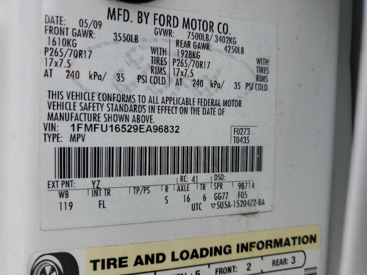 1FMFU16529EA96832 2009 Ford Expedition Xlt