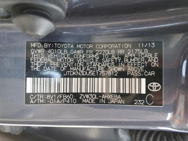 2014 Toyota Prius VIN: JTDKN3DU5E1757812 Lot: 47351484