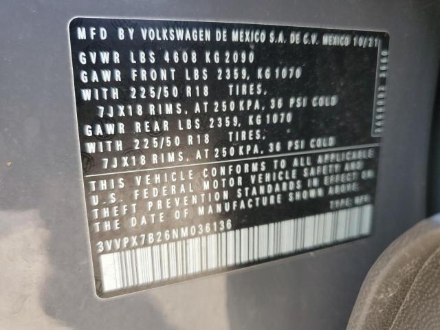 2022 VOLKSWAGEN TAOS SE IQ - 3VVPX7B26NM036136