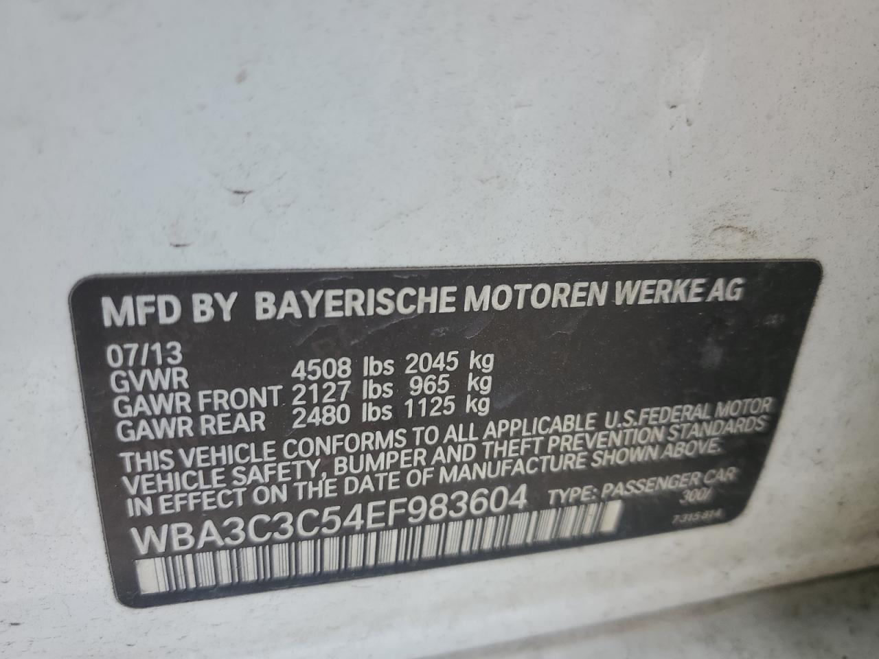 WBA3C3C54EF983604 2014 BMW 320 I xDrive