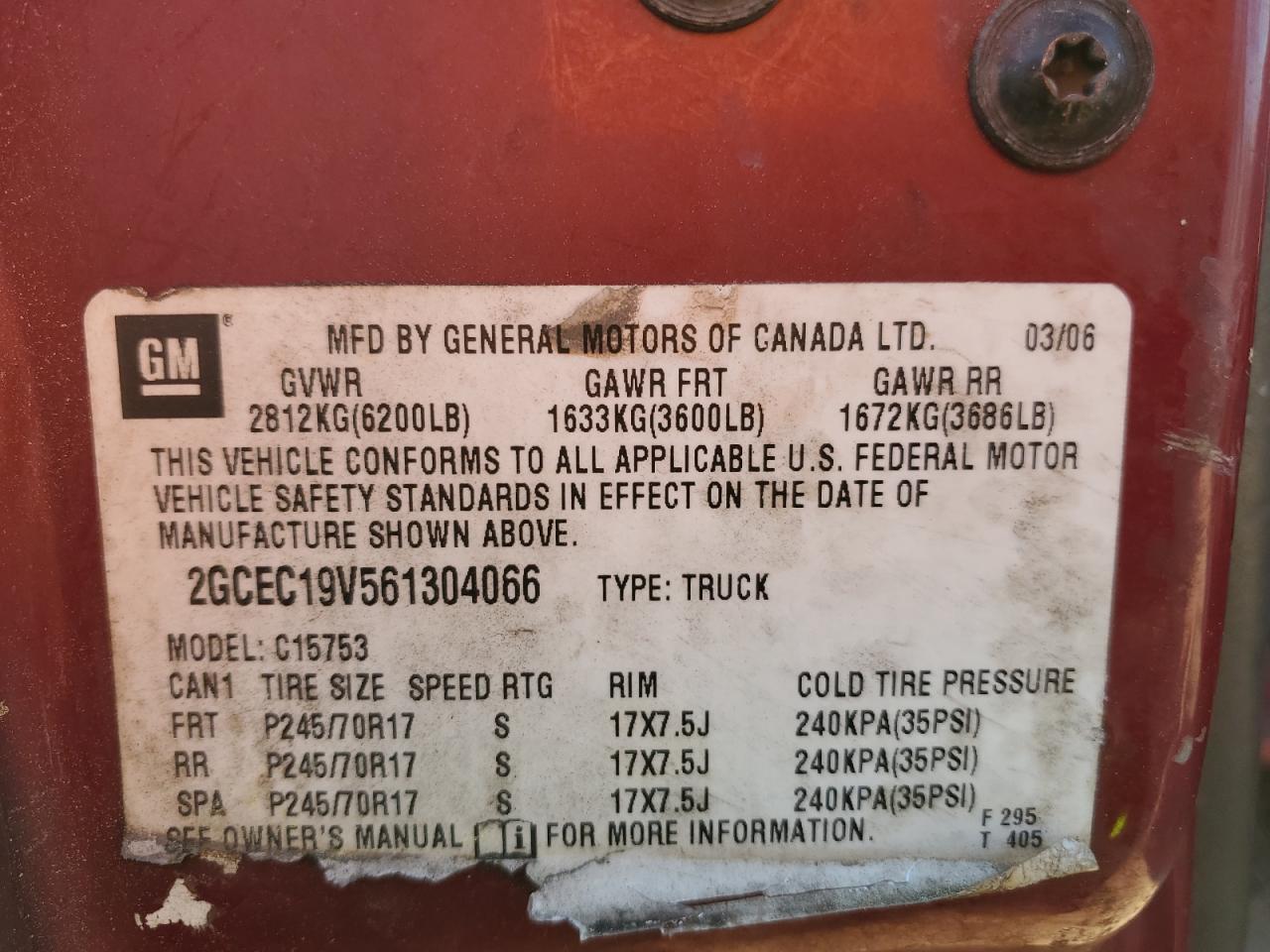 2GCEC19V561304066 2006 Chevrolet Silverado C1500