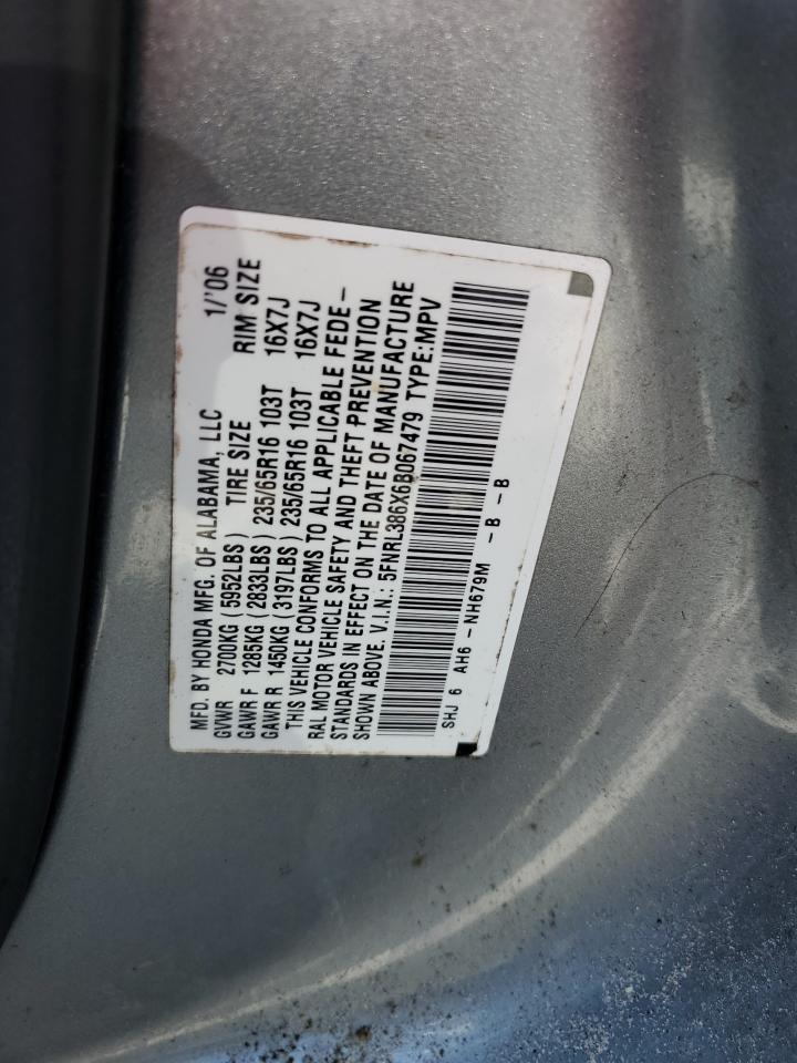 5FNRL386X6B067479 2006 Honda Odyssey Exl