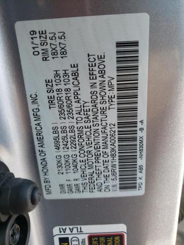 2019 HONDA CR-V EXL - 5J6RW1H83KA006212