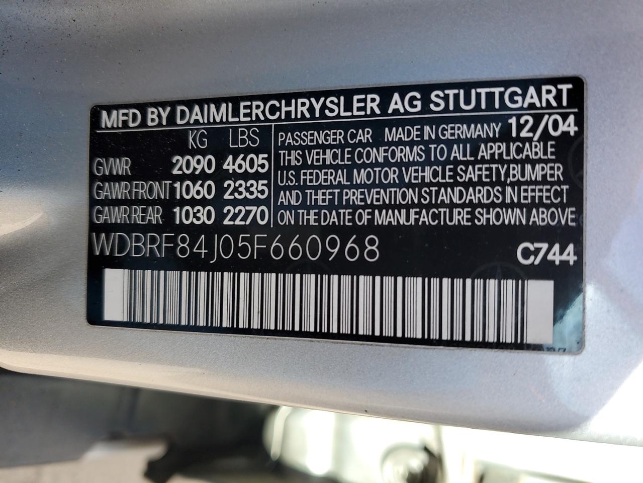 WDBRF84J05F660968 2005 Mercedes-Benz C 320 4Matic