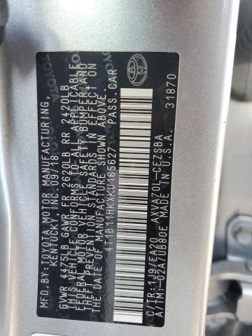 VIN 4T1B11HKXKU165627 2019 Toyota Camry, L no.12