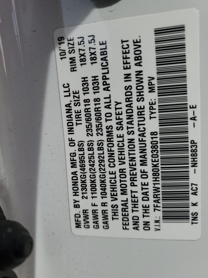 7FARW1H80KE038018 2019 Honda Cr-V Exl