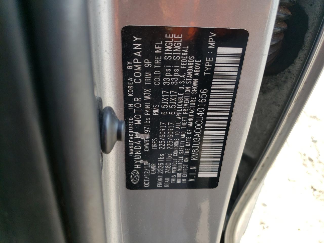 KM8JU3AC0CU401656 2012 Hyundai Tucson Gls