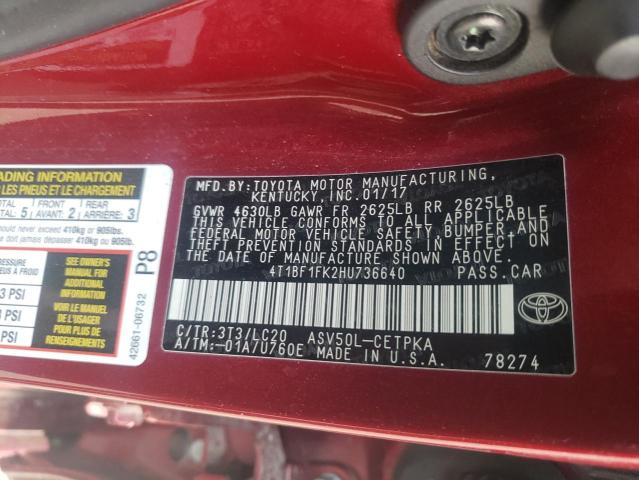 2017 TOYOTA CAMRY LE - 4T1BF1FK2HU736640