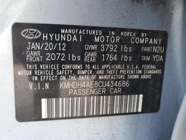 2012 Hyundai Elantra Gls VIN: KMHDH4AE8CU434686 Lot: 47358314