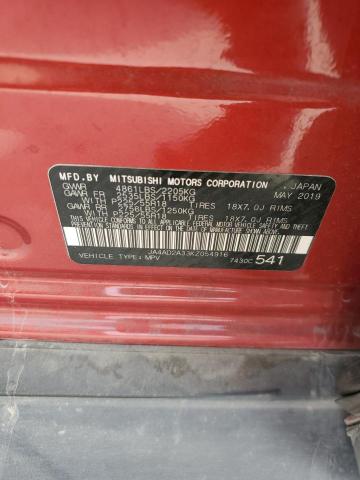 2019 MITSUBISHI OUTLANDER - JA4AD2A33KZ054916