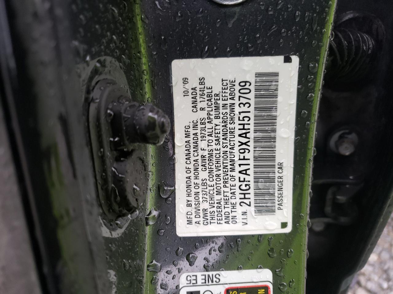 2HGFA1F9XAH513709 2010 Honda Civic Exl